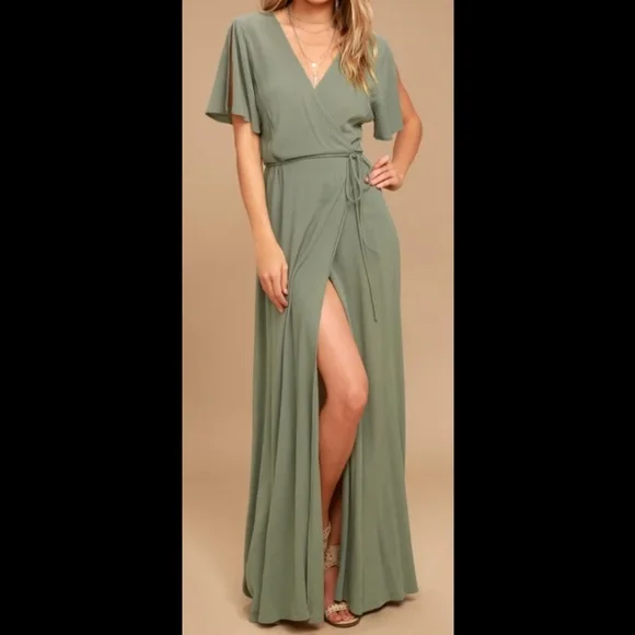 green emerald velvet dress ANRILITA Maxi Dress for Women 2026 Summer Trendy Wrap V Neck Short Sleeve  Semi-Formal Empire Waist Casual Elegant Flowy Midi Long Dresses with  Pockets Army Green at Amazon Women's Clothing store